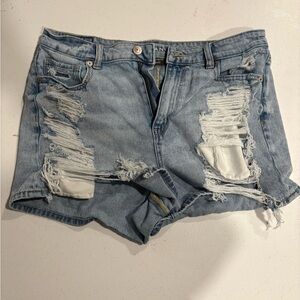 American Eagle Outfitters Light Wash Distressed Denim Shorts
